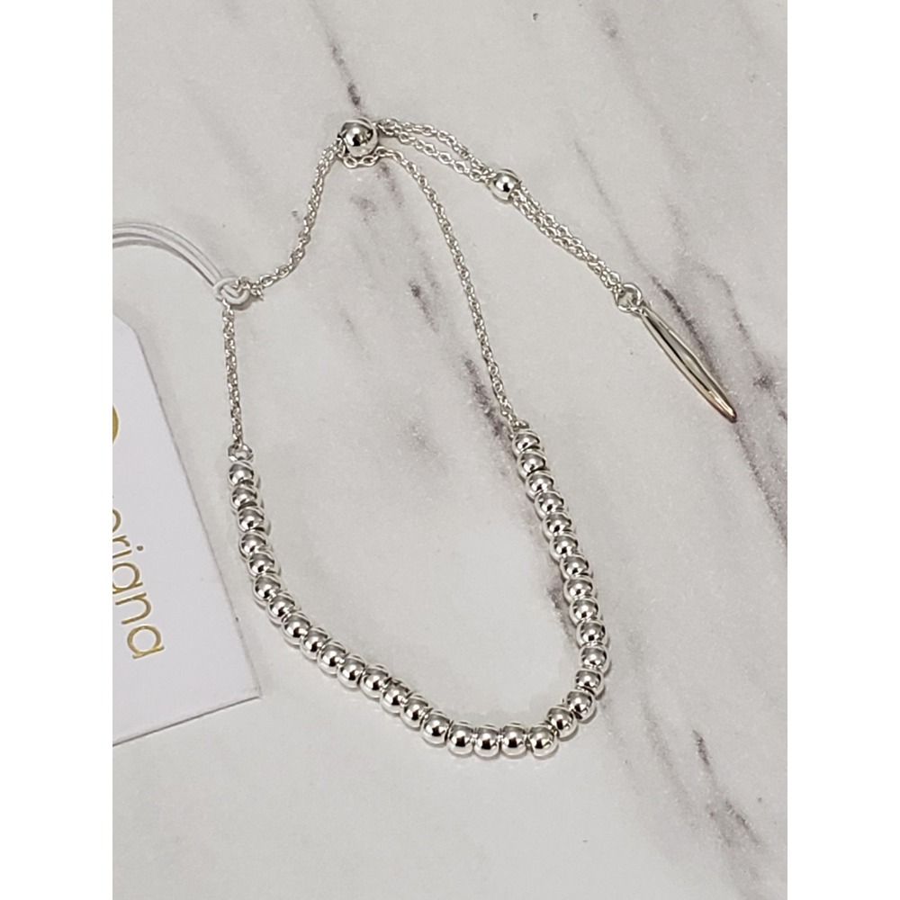 NEW Gorjana Laguna Beaded Adjustable Silver Bracelet DAINTY SPIKE BALL CHARM